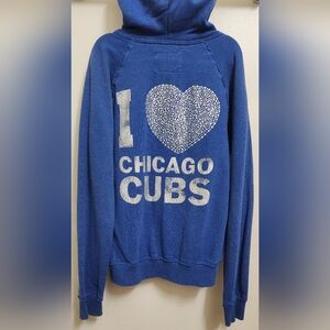 Chicago Cubs Sz S Small Victoria's Secret Cubbies Full Zip Blue Hoodie Bling